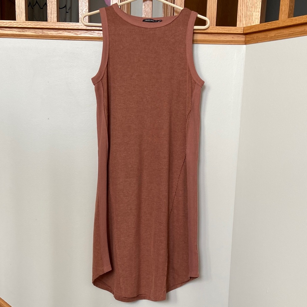 Doe & Rae High Low Sleeveless Tan Dress